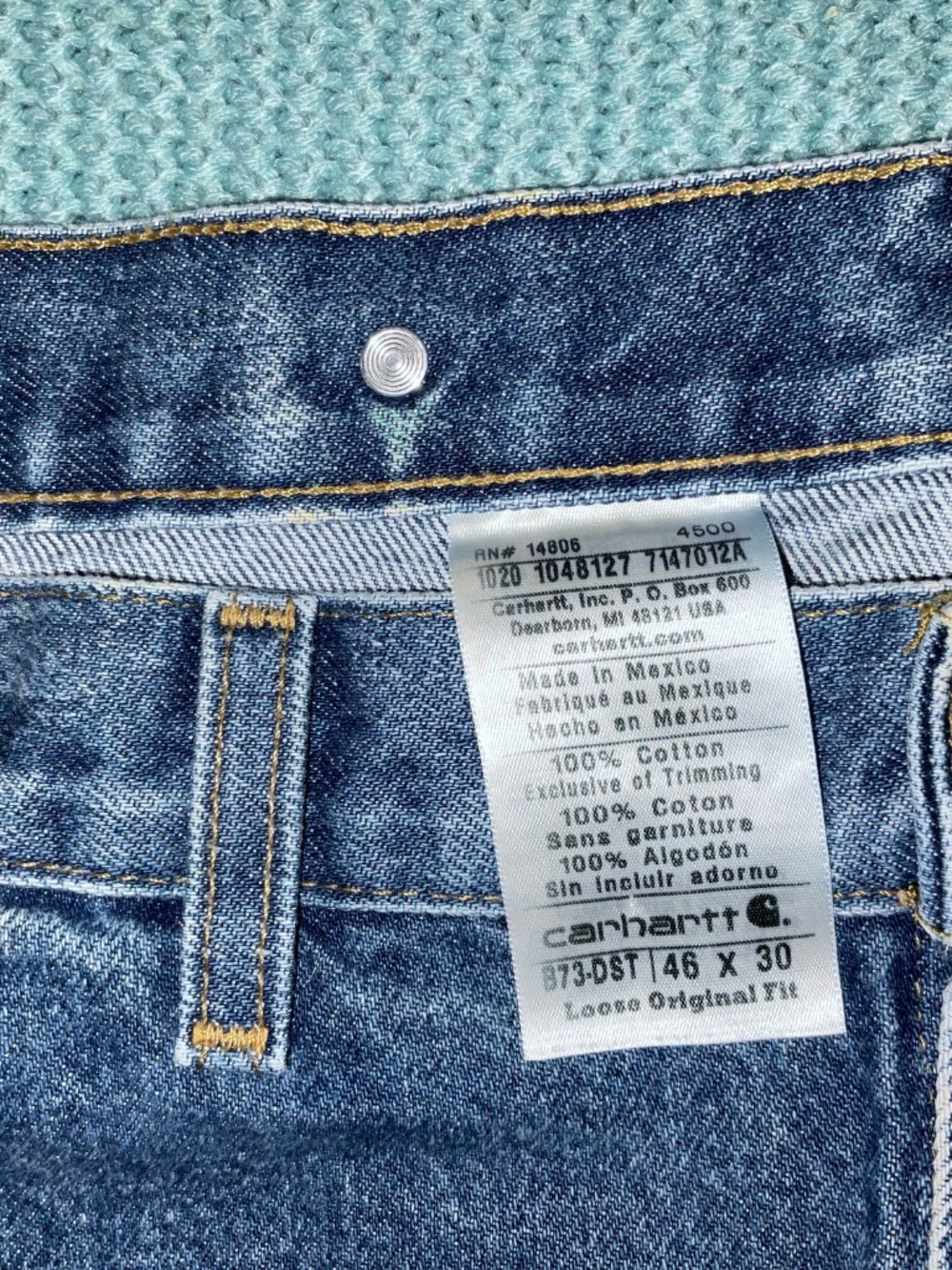 Vintage Carhartt-Double Front Denim Logger Jeans- B73-DST Dark Stone- (46x30) - Picture 8 of 16